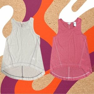 2! NEW high low GAP tank tops with exposed stitching, one red, one teal! Size XS